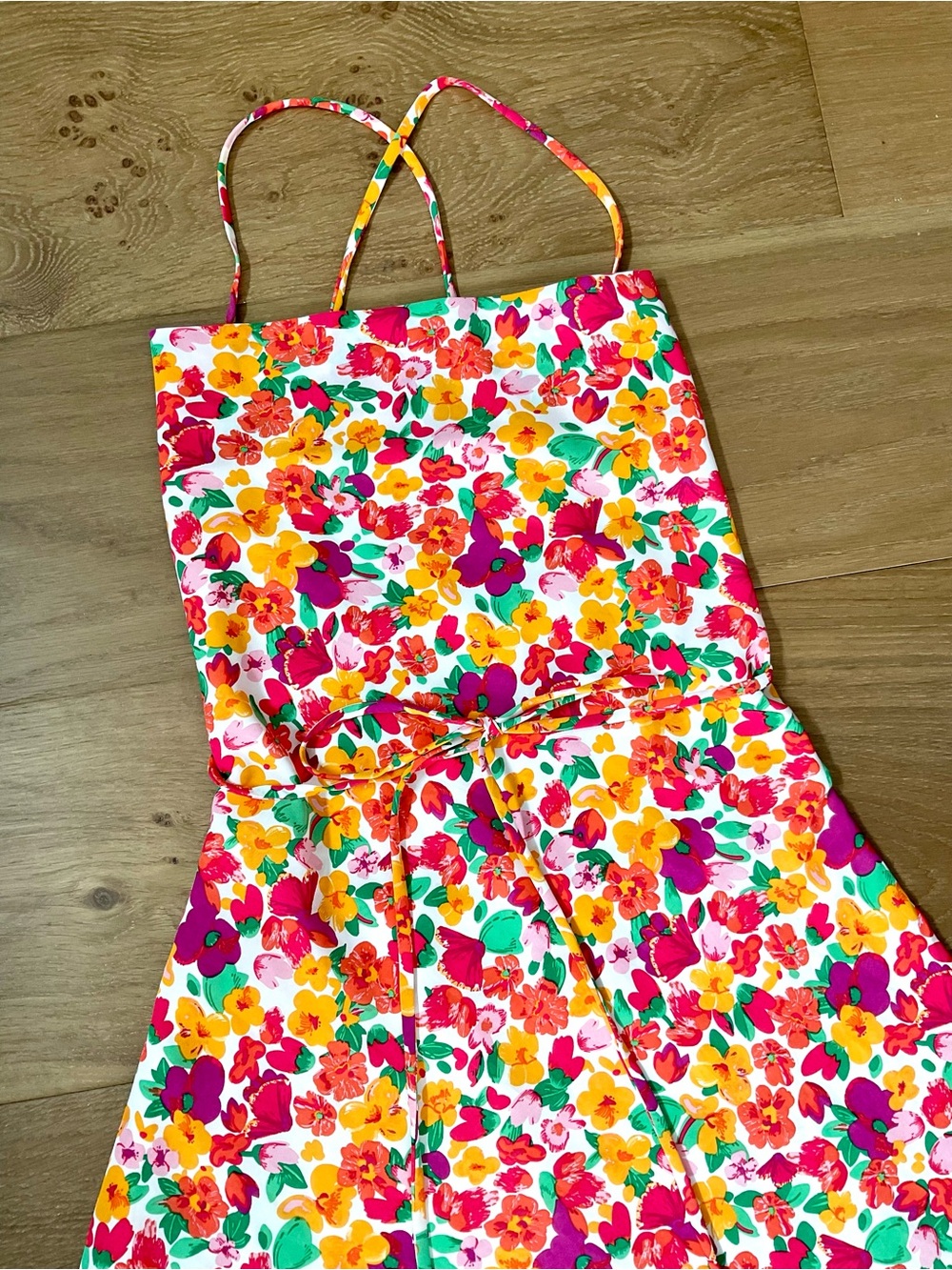 Princess Polly Tropical Floral Halter Crossback Tie Mini Dress Women's 4 EUC - Picture 3 of 8